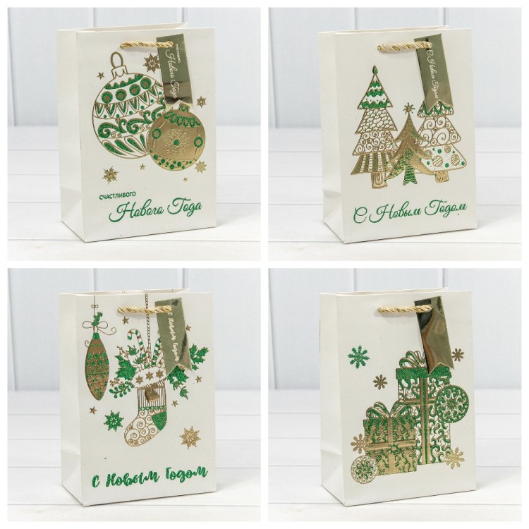 300434G Пакет подарочный "Новый год" (микс 434) 14*20*8 210г 1/20 1/480