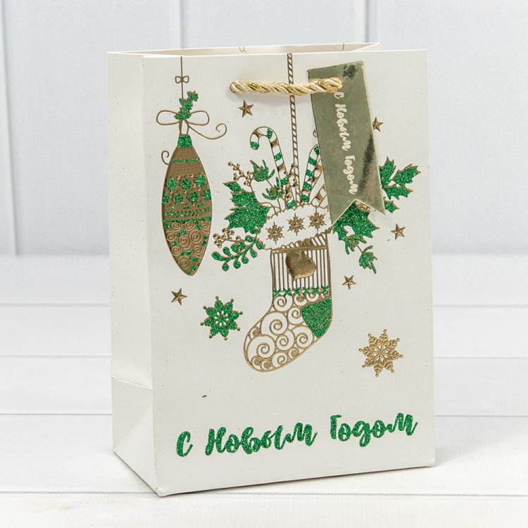 300434G Пакет подарочный "Новый год" (микс 434) 14*20*8 210г 1/20 1/480