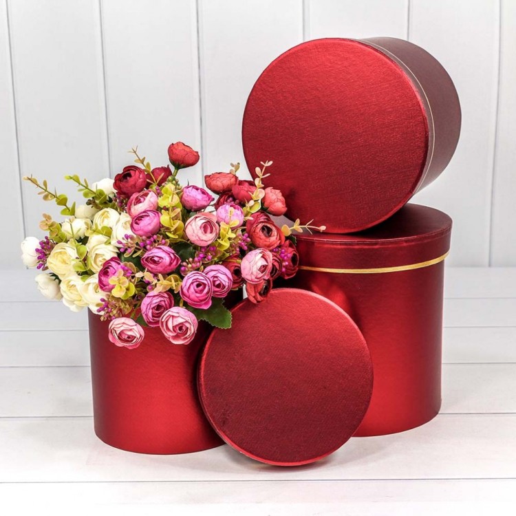 720786/2 Коробки Цилиндр Набор 1/3 19,5*19 "Металл" Красный 1/12