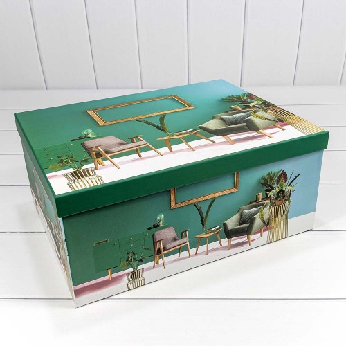 721605/1758 Коробки Прямоугольные Набор 1/10 37,5*29*16 "Интерьер" Бирюзово-зелёный 1/4