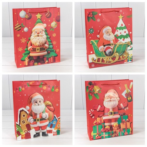 300422C Пакет подарочный "Новый год" (микс 422) 26*32*10 210г 1/20 1/240