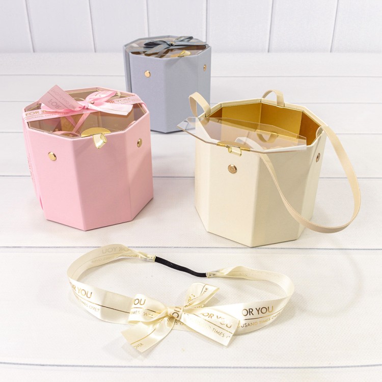 98103-1 Коробка Восьмиугольная 13,3*13,3*11,5 с прозрачной крышкой и ручками (микс 1) 1/6 1/48