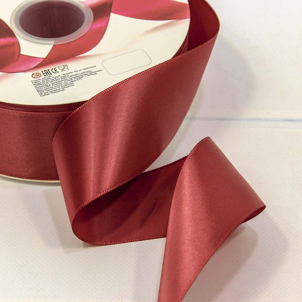 556-50/141 Лента Атласная Полиэстер класс А 5см*100ярд Красно-коричневый 1/7 1/28 556-50/141 Лента Атласная Полиэстер класс А 5см*100ярд Красно-коричневый 1/7 1/28