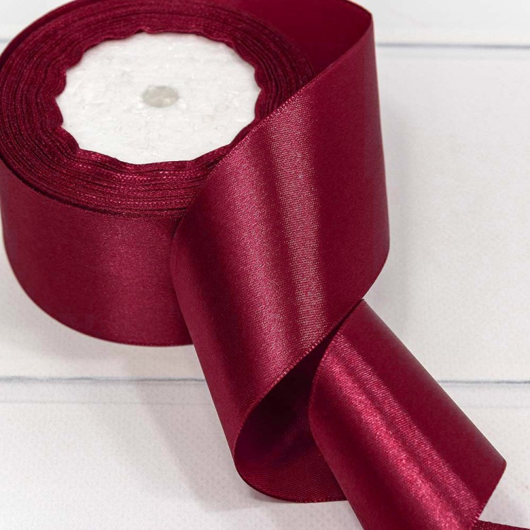 562-50/86 Лента Атласная Сатин 5см*25ярд Вишневый 1/4 1/160