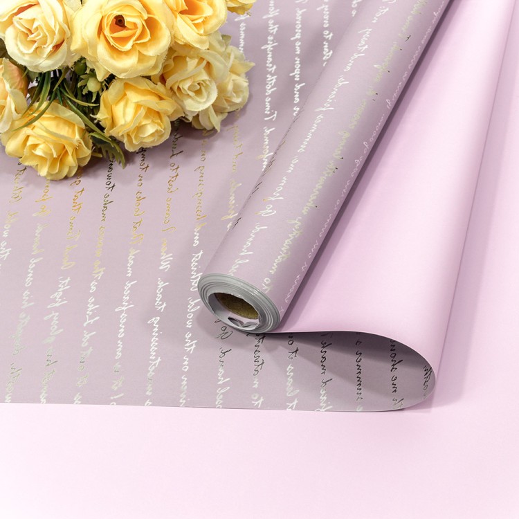 1636/3 Плёнка 0,57*10м матовая с серебристой печатью 65мкм Серо-сиреневый/Сиреневый 1/30