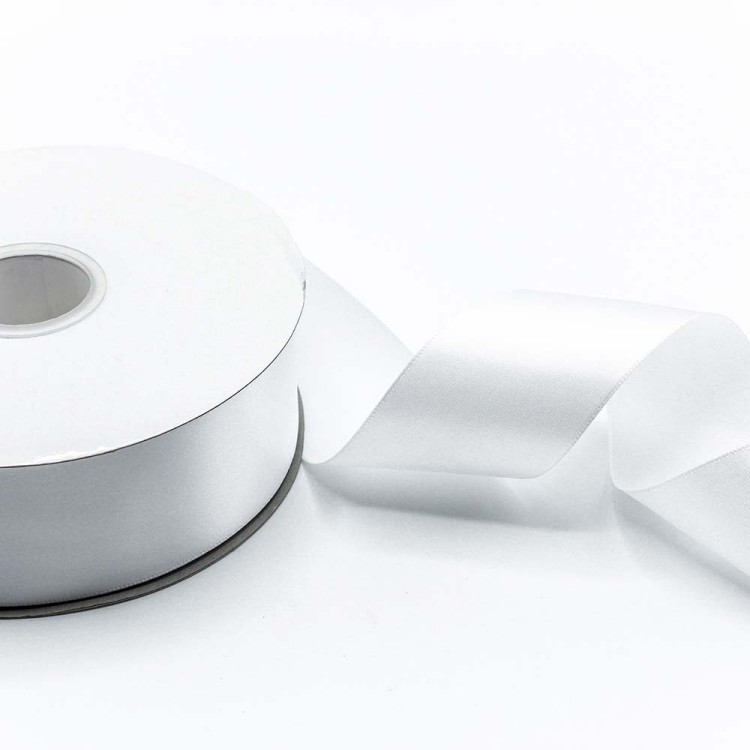 556-50/029 Лента Атласная Полиэстер класс А 5см*100ярд Белый 1/7 1/28