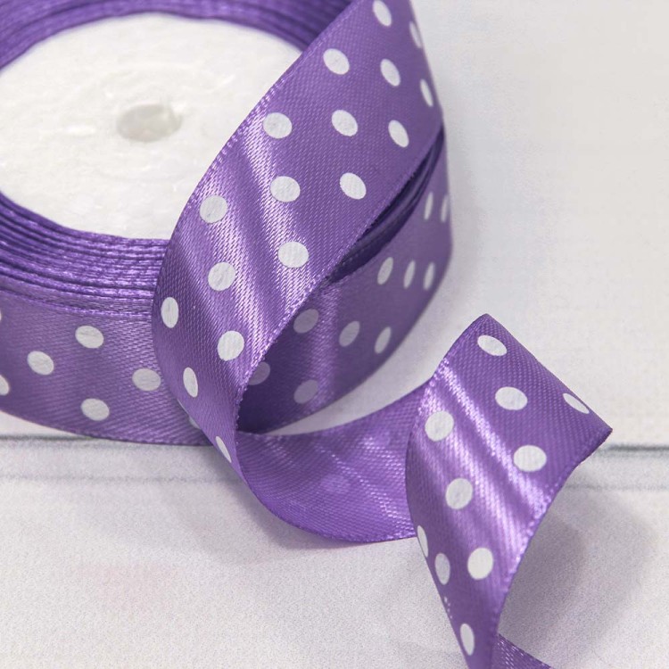 560-25/21 Лента Атласная Горох 2,5см*50ярд Лавандовый 1/5 1/300