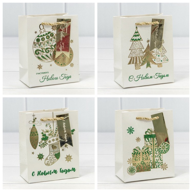 300434H	Пакет подарочный "Новый год" (микс 434) 12*15*6,7 210г 1/20 1/480