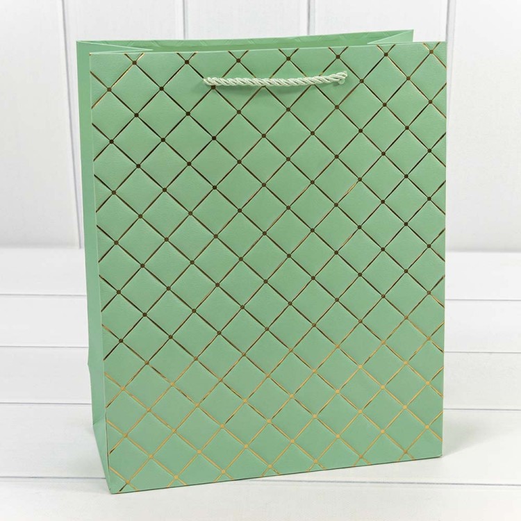 000391C/10 Пакет подарочный "Ромб" Зелёный 26*32*12 210г 1/20 1/240