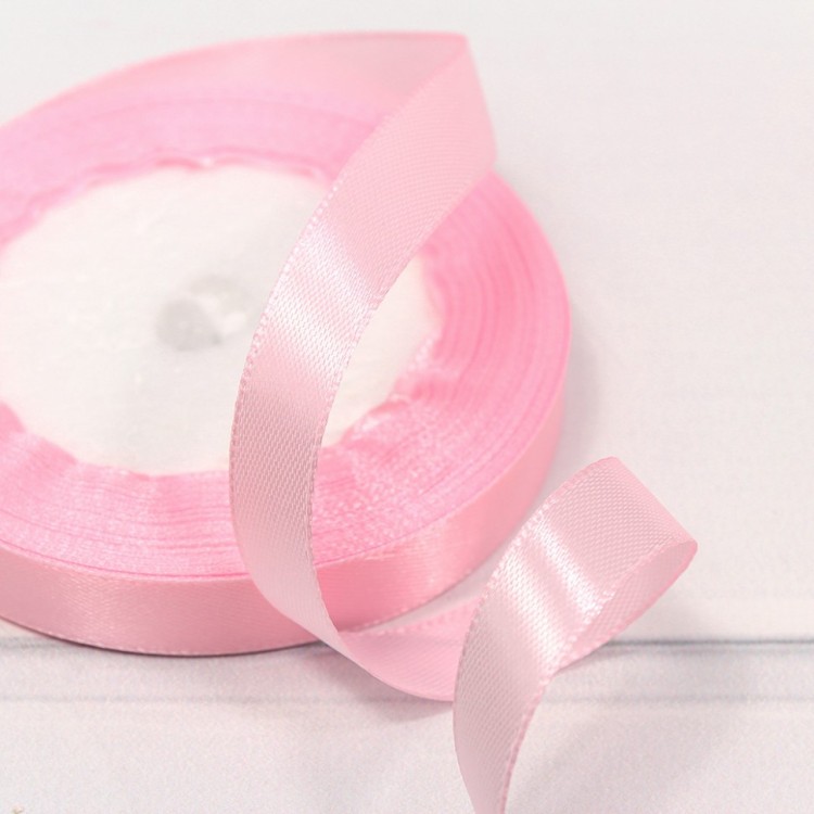 562-12/43 Лента Атласная Сатин 1,2см*25ярд Розовый *1/10 1/600