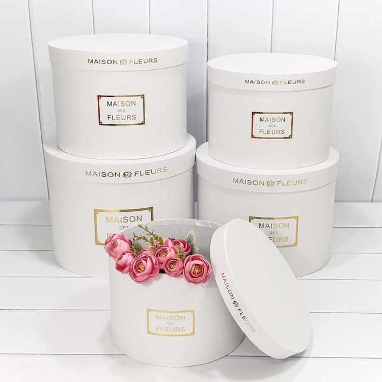 7215006/417 Коробки Круглые Набор 1/5 32*24,5 "Maison des Fleurs" Белый 1/4