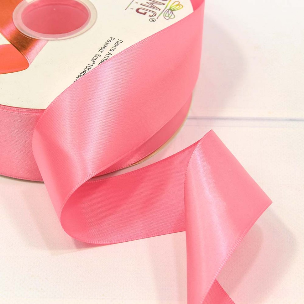 556-50/155 Лента Атласная Полиэстер класс А 5см*100ярд Насыщенный розовый 1/7 1/28 556-50/155 Лента Атласная Полиэстер класс А 5см*100ярд Насыщенный розовый 1/7 1/28