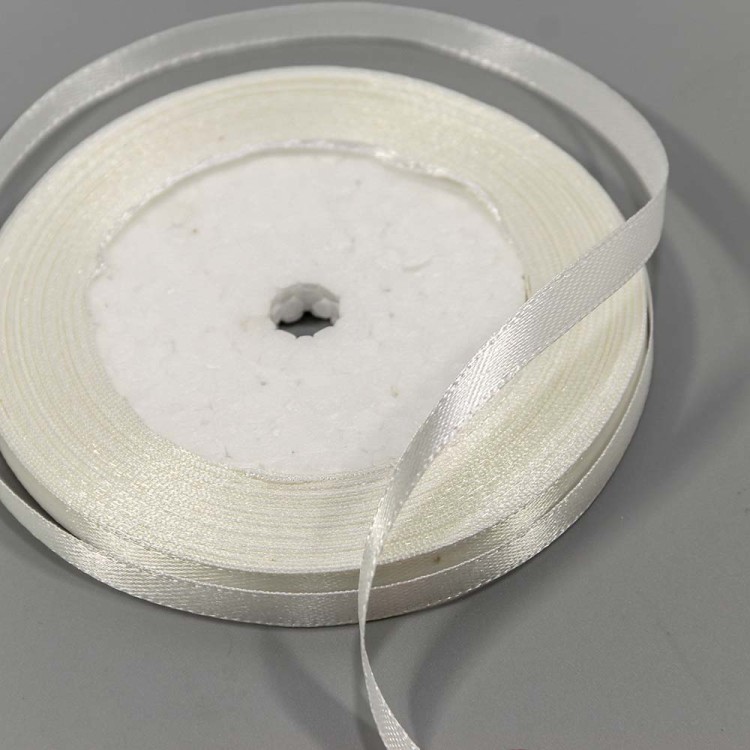 562-6/42 Лента Атласная Сатин 0,6см*25ярд Тёплый белый 1/10 1/1200