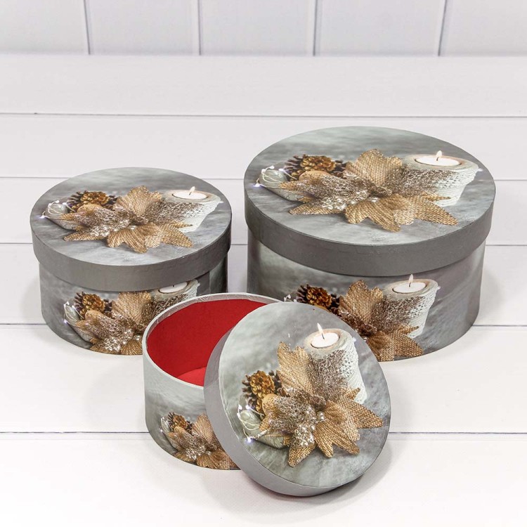 7302247/2113 Коробки Круглые Набор 1/3 21*11,5 "Новый год"-2113 1/30