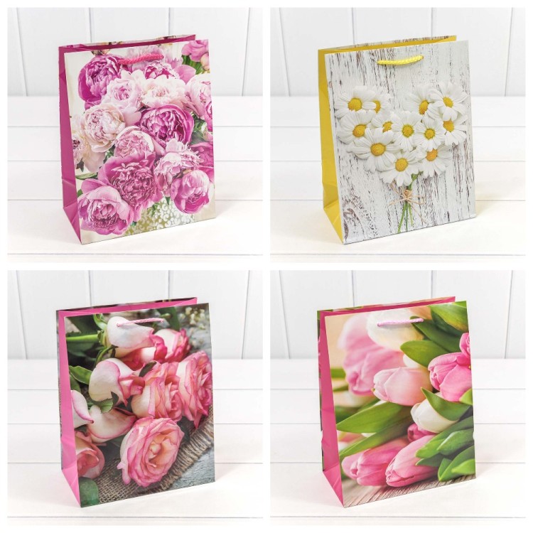 00019E Пакет подарочный "Цветы" (микс) 18*23*10 128г 1/20 1/480