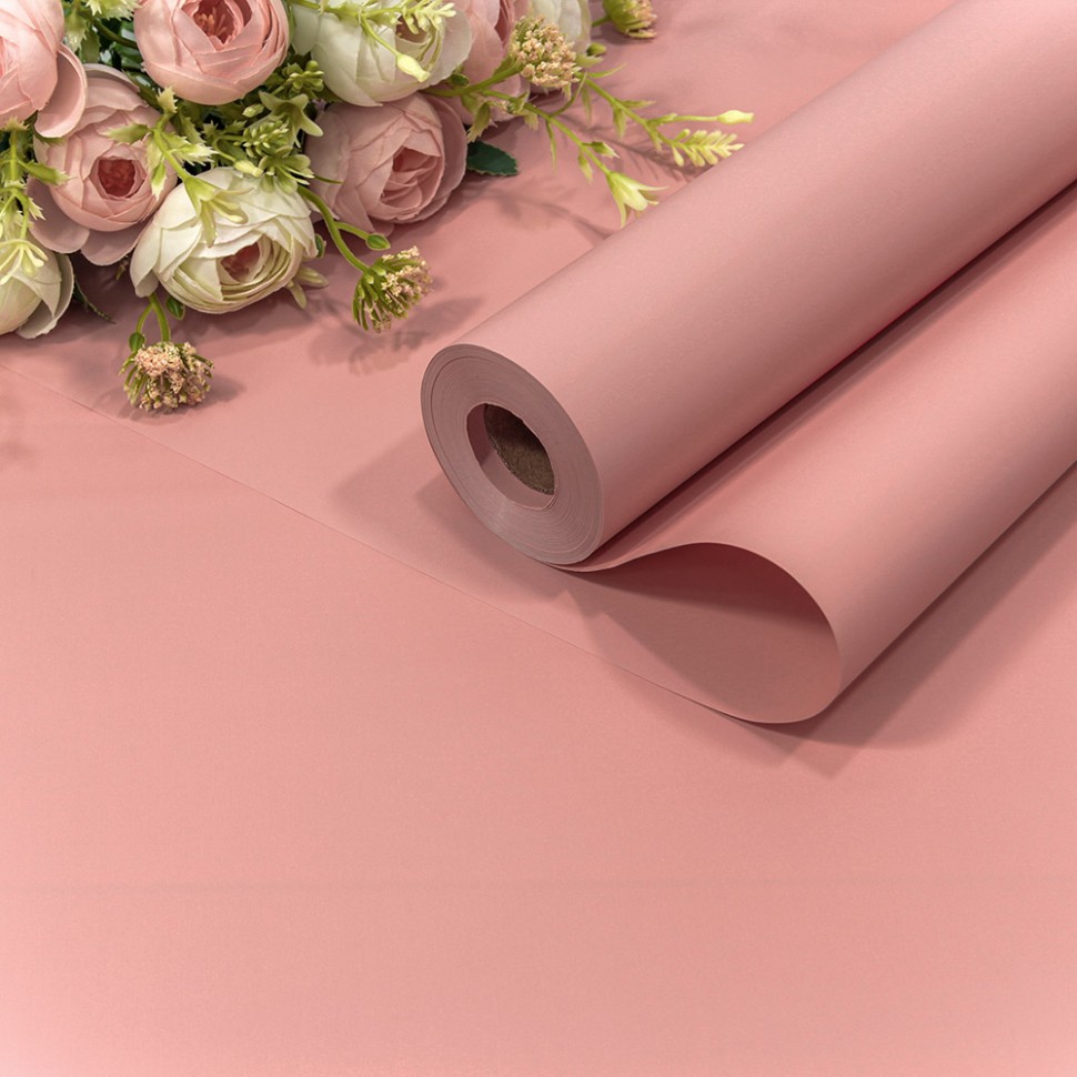 1838/3519 Плёнка 58см 800г матовая "Корейская" 65мкм Бледный пурпурно-розовый 1/12