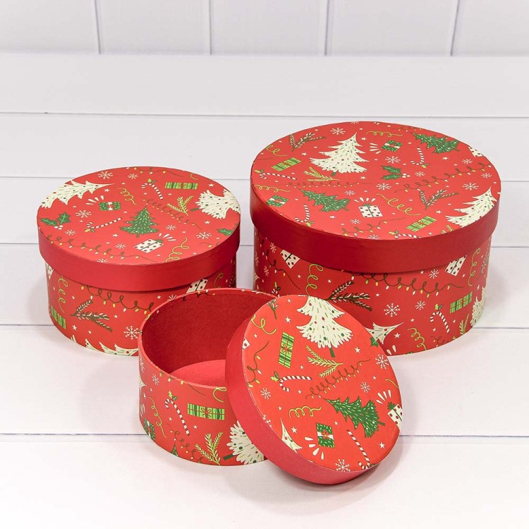 7302247/2110 Коробки Круглые Набор 1/3 21*11,5 "Новый год"-2110 1/30