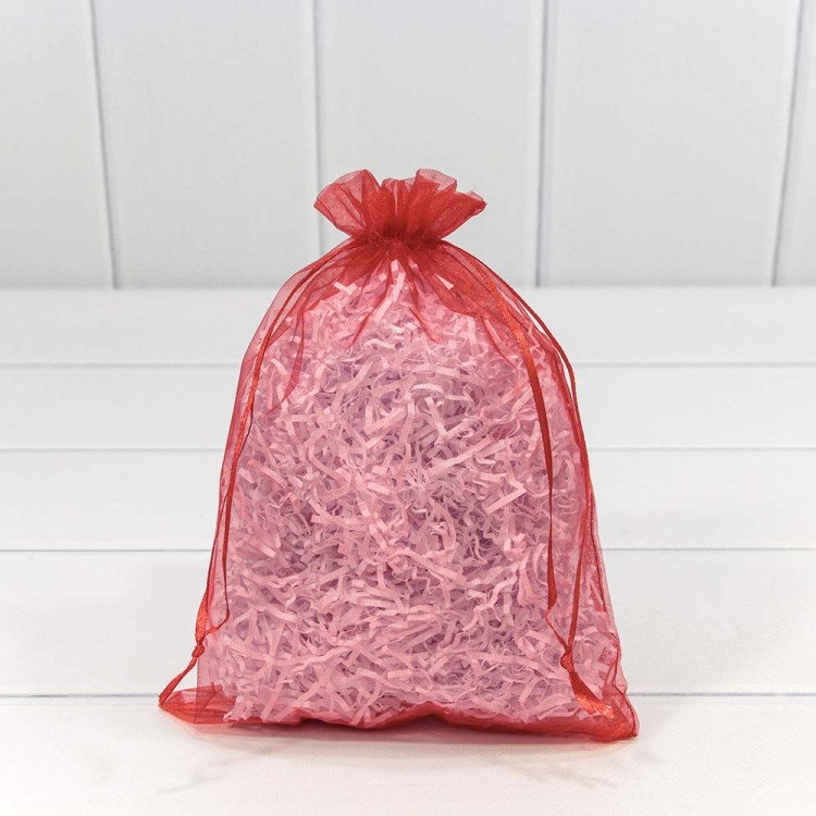 000801-3E Мешочки из органзы 17*23 см однотонные красный 1/100 1/3000