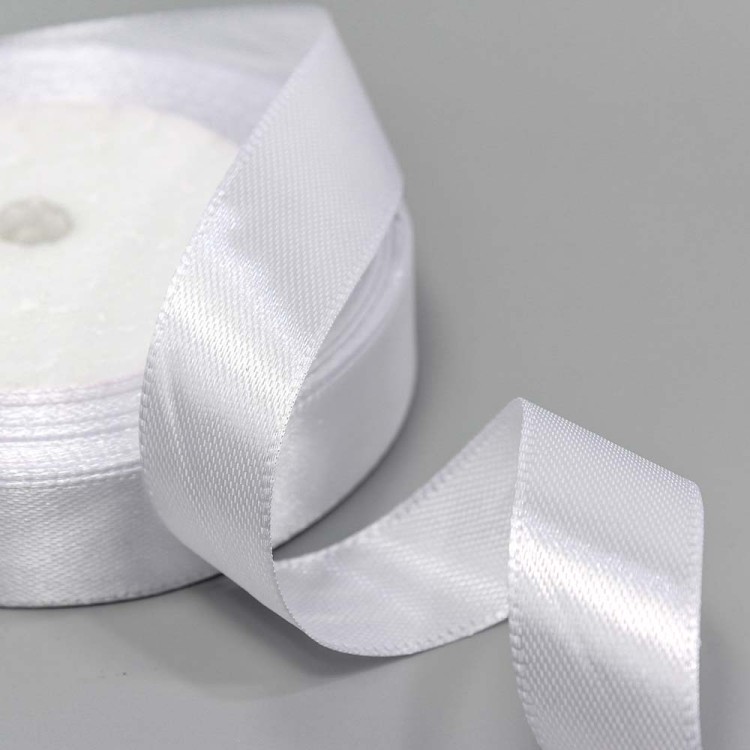 562-20/01 Лента Атласная Сатин 2см*25ярд Белый 1/10 1/400