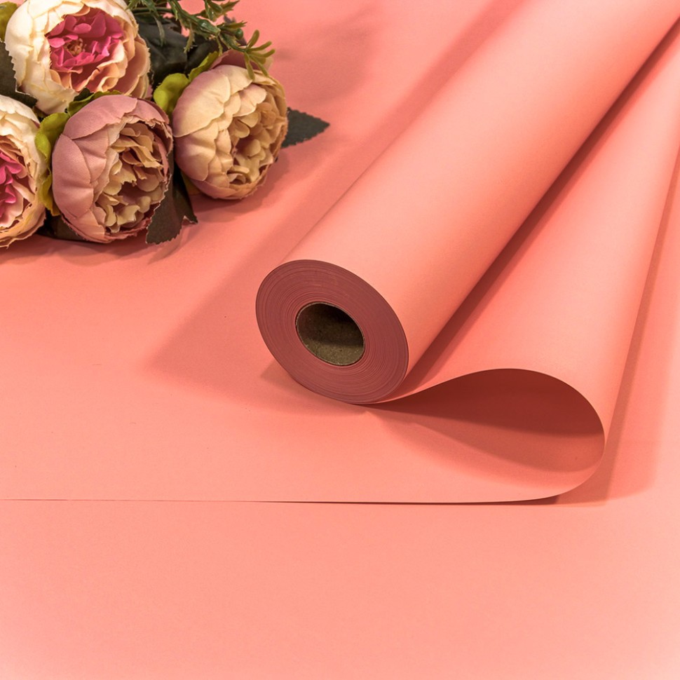 1838/3572 Плёнка 58см 800г матовая "Корейская" 65мкм Умеренный розовый 1/12