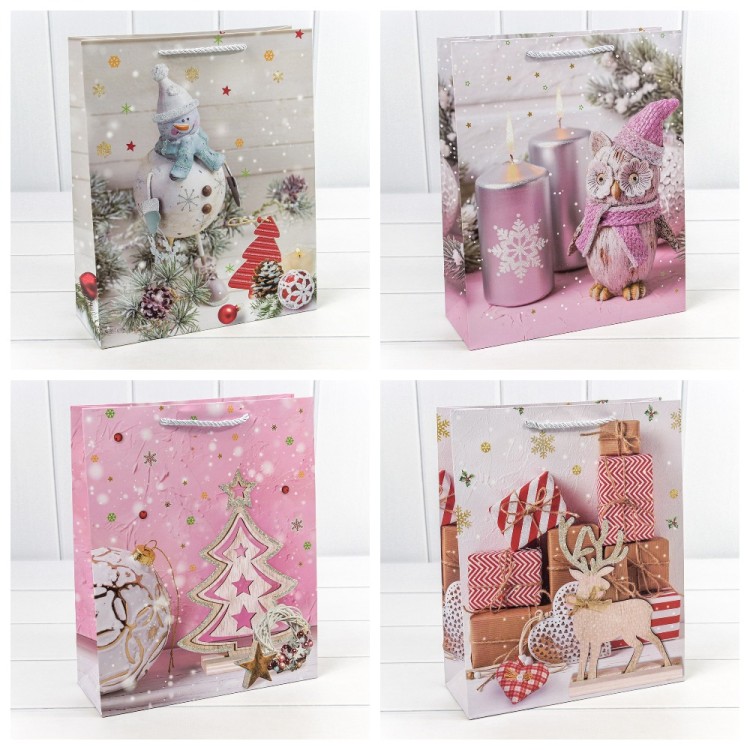 300468C Пакет подарочный "Новый год" (микс 468) 26*32*10 210г 1/20 1/240