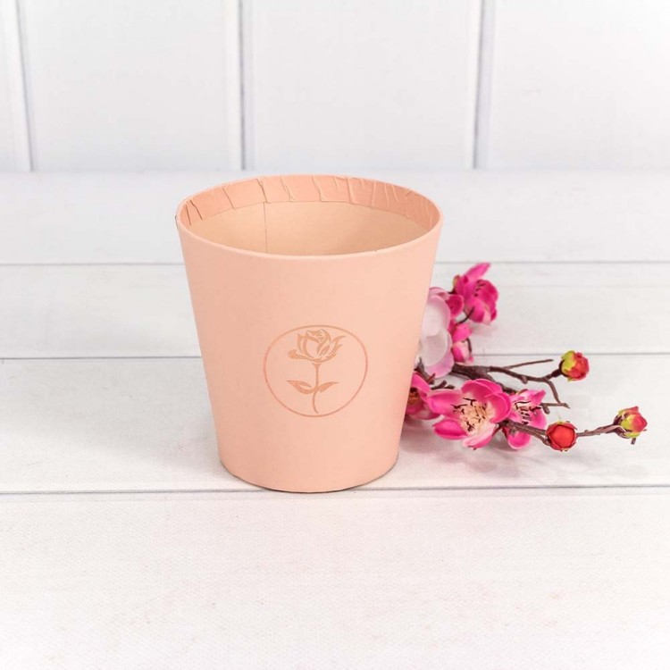 720788/6 Коробка "Ваза для цветов" 10,7*10,6 с тиснением "Мини" Персиковый 1/10 1/120