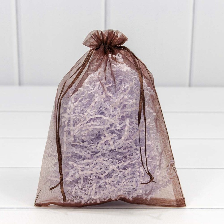 000801-9E Мешочки из органзы 17*23 см однотонные кофейный 1/100 1/3000