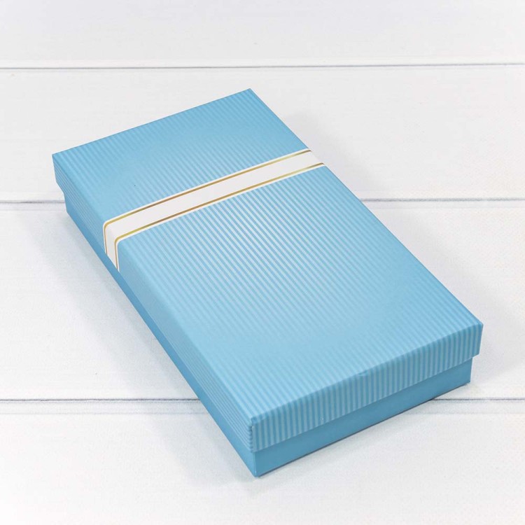 6232212/6 Коробка Прямоугольная 22*12*4 под кошелек Голубой 1/10 1/120