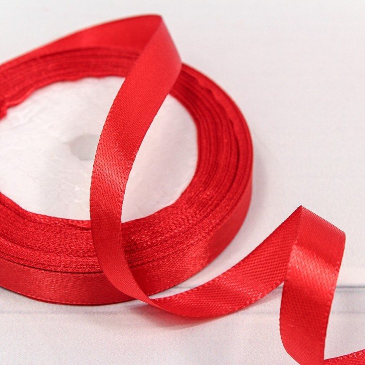 562-12/26 Лента Атласная Сатин 1,2см*25ярд Красный 1/10 1/600