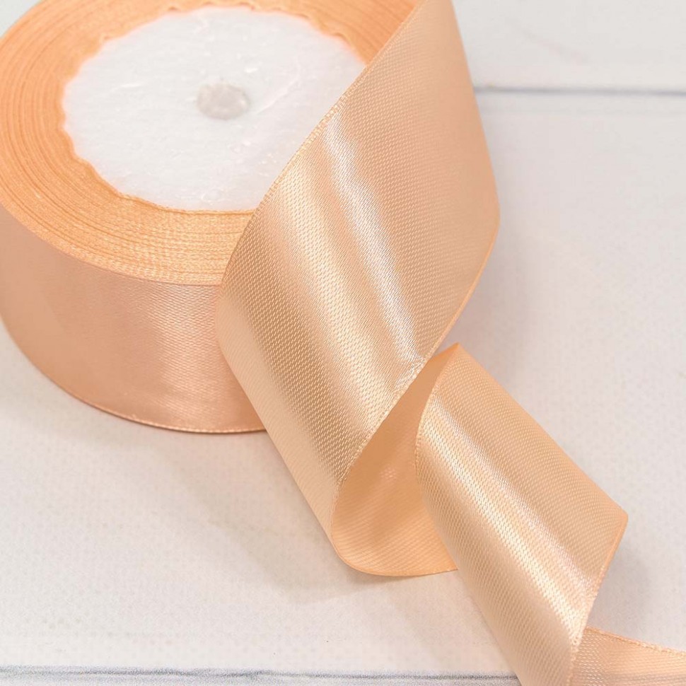562-38/07 Лента Атласная Сатин 3,8см*25ярд Персиковый 1/5 1/200
