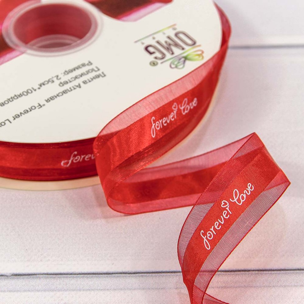 564-25/1026 Лента Органза "Forever love" 2,5см*100 ярд Красный 1/13 1/52 564-25/1026 Лента Органза "Forever love" 2,5см*100 ярд Красный 1/13 1/52