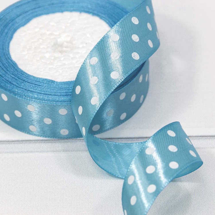 560-25/70 Лента Атласная Горох 2,5см*50ярд Аквамариновый Крайола 1/5 1/300