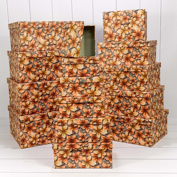 721902/1804 Коробки Прямоугольные Набор 1/15 42,5*33*17,6 "Листья на песке" 1/2