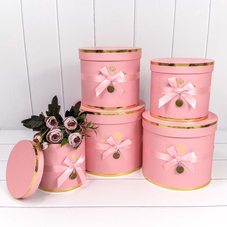 7215009/1532 Набор коробок 1/5 цилиндр "Flowers for you" 22,5*19,5 см розовый 1/8