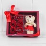 45026/1 Мыльные розы красные и Мишка  в коробке 6шт