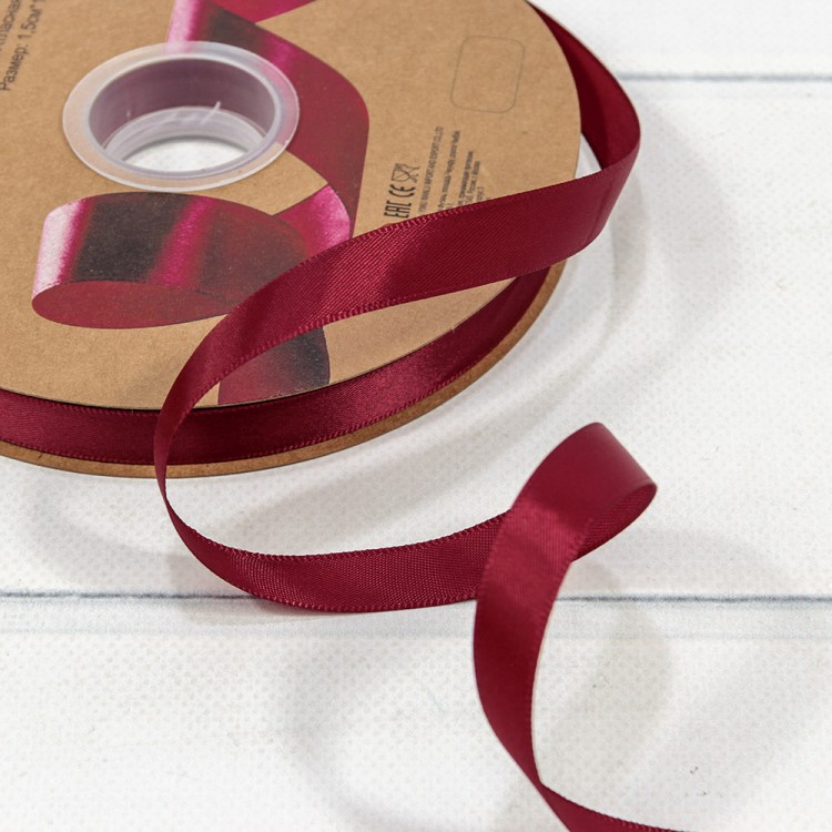 556-15/789 Лента Атласная Полиэстер класс А 1,5см 100ярд Бордовый 1/13 1/52