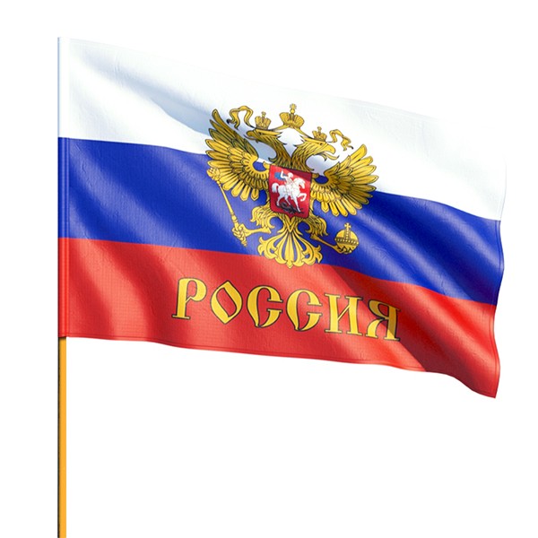 109493 Флажок "Россия" маленький 16см х 23см (полиэфирный шелк, пластик)