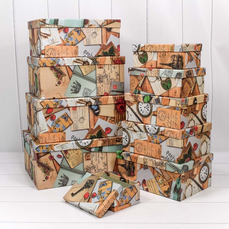 721604/1132 Набор коробок 1/10 прямоугольный 34*26*15,3 см Почтовые открытки 1/6