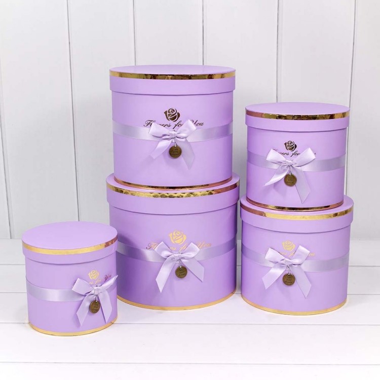 7215009/1537 Коробки Цилиндр Набор 1/5 22,5*19,5 "Flowers for you" Сиреневый 1/8