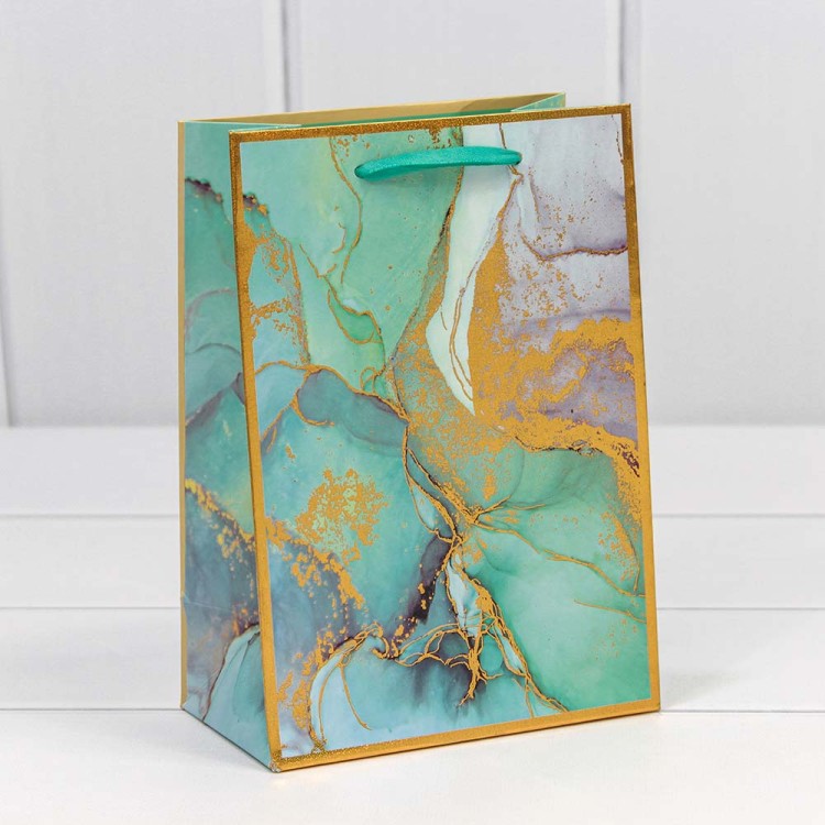 000397G Пакет подарочный "Мрамор" (микс) 14*20*8 210г 1/20 1/480