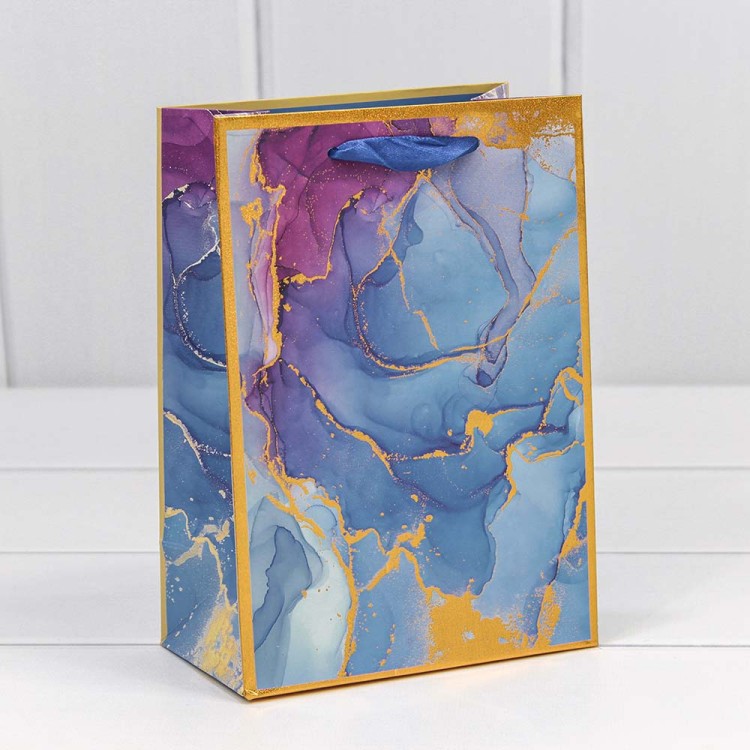 000397G Пакет подарочный "Мрамор" (микс) 14*20*8 210г 1/20 1/480