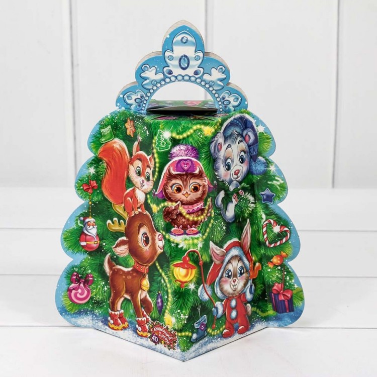 ХЭ2009 Коробка 14*14*25 см сборная Ёлочка малая "Зеленая красавица" 1/30 1/150