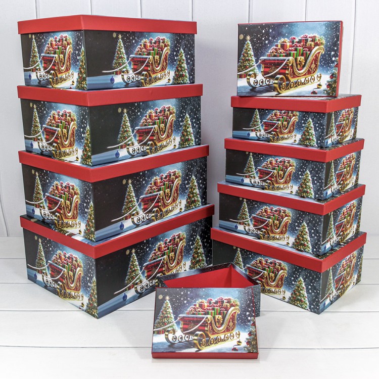 730605/3013 Коробки Прямоугольные Набор 1/10 37,5*29*16 "Новый год"-3013 1/4