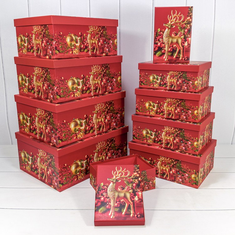 730605/3007 Коробки Прямоугольные Набор 1/10 37,5*29*16 "Новый год"-3007 1/4