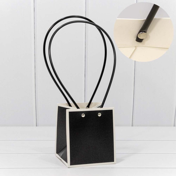 000171F/18 Пакет подарочный "Ваза для цветов" 13*11,5*11,5 Чёрный/Белый 1/10 1/150