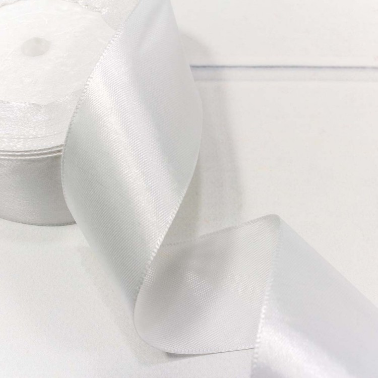 562-38/01 Лента Атласная Сатин 3,8см*25ярд Белый 1/5 1/200