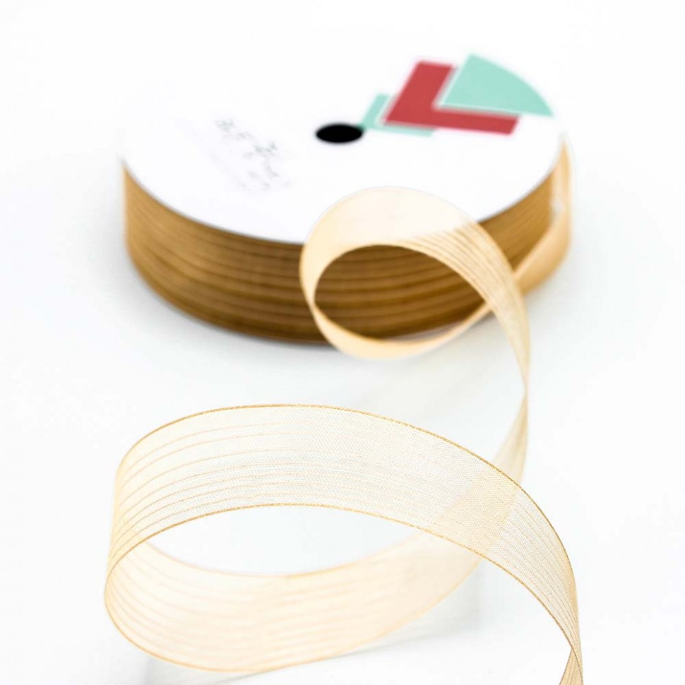 531-25/2 Лента органза в полоску 2,8 см*20 ярд золотой 1/8 1/192 531-25/2 Лента органза в полоску 2,8 см*20 ярд золотой 1/8 1/192