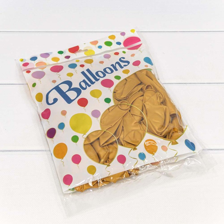 13100/2 Шарики воздушные из латекса "Перламутр" 7"/18см (100 шт.) 1,5г Золотой 1/100