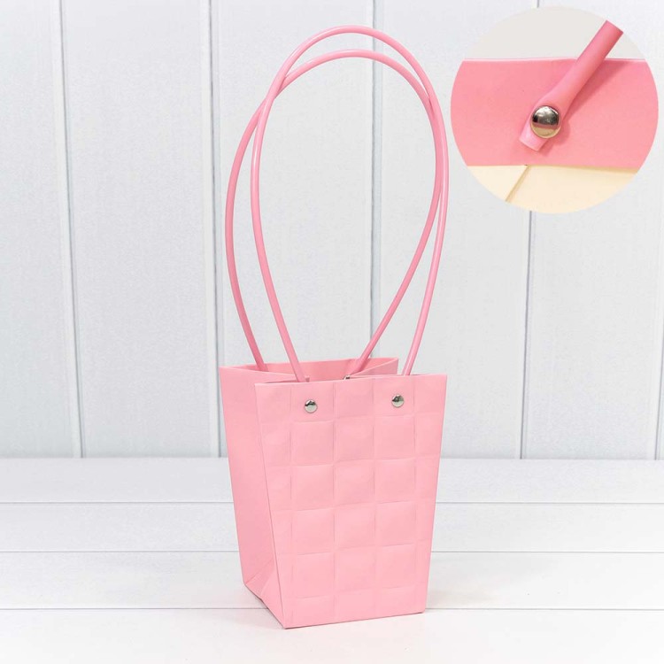 000174G/26 Пакет подарочный "Ваза для цветов" 15,5*13*9,5 "Квадраты" Тёмно-розовый 1/10 1/150