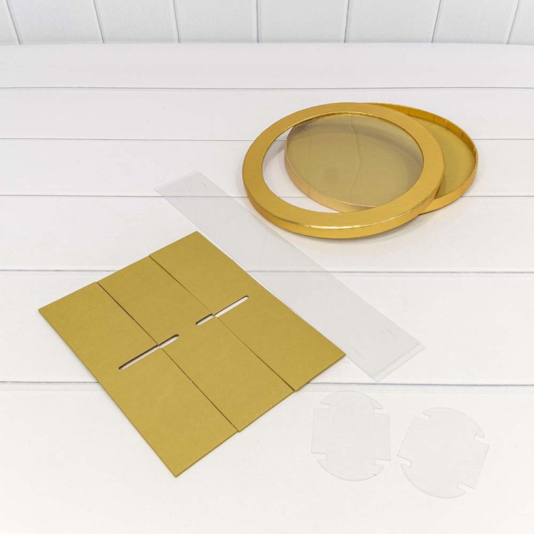 720890/1 Коробка Круглая 25*7 сборная Золотой 1/14